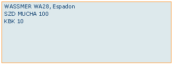 Zone de Texte: WASSMER WA28, EspadonSZD MUCHA 100KBK 10